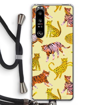 Cute Tigers and Leopards: Sony Xperia 1 III Transparant Hoesje met koord