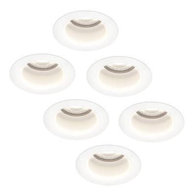 Set van 6 Mari LED inbouwspots verzonken - 5 Watt 400 lumen - 6000K daglicht wit - GU10 - Dimbaar - Rond - IP65 waterdicht - Wit - Anti-glare