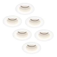 Set van 6 Mari LED inbouwspots verzonken - 5 Watt 400 lumen - 6000K daglicht wit - GU10 - Dimbaar - Rond - IP65 waterdicht - Wit - Anti-glare