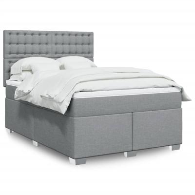 Boxspring met matras stof lichtgrijs 140x190 cm