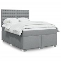 Boxspring met matras stof lichtgrijs 140x190 cm