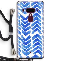 Blauwe pijlen: HTC U12+ Transparant Hoesje met koord