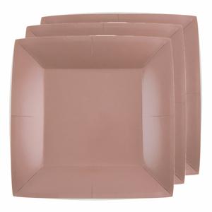 Santex Bordjes karton - 30x - vierkant - rose goud - 23 x 23 cm - feestbordjes