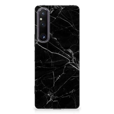 Sony Xperia 1 V | TPU | Siliconen hoesje | Marmer Zwart - Origineel Cadeau Vader