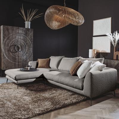 Tower Living 2,5-zits Loungebank 'Nottingham' Bouclé, Links, kleur Grijs
