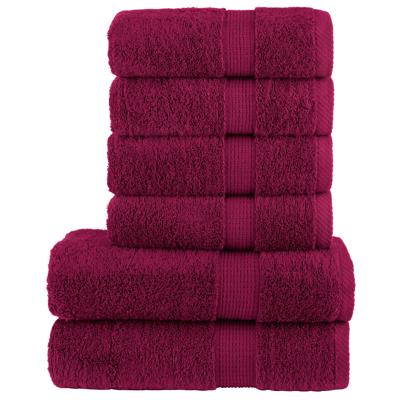 VidaXL 6-delige handdoekenset solund 600 g/m² bordeauxrood