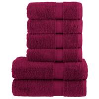 VidaXL 6-delige handdoekenset solund 600 g/m² bordeauxrood
