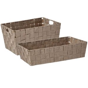 Kast/badkamer opbergmandjes set van 5x stuks beige in 2 formaten