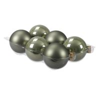 6x stuks glazen kerstballen graniet groen 8 cm mat/glans