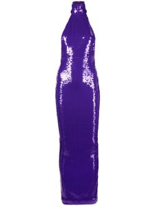 LaQuan Smith robe longue ornée de sequins à dos nu - Violet