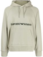 Emporio Armani hoodie en coton à logo brodé - Vert - thumbnail