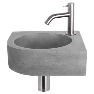 Differnz Cleo fonteinset beton donkergrijs - kraan gebogen - 31.5 x 31.5 x 10 cm - mat chroom