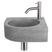 Differnz Cleo fonteinset beton donkergrijs - kraan gebogen - 31.5 x 31.5 x 10 cm - mat chroom