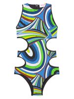 PUCCI maillot de bain imprimé à découpes - Bleu