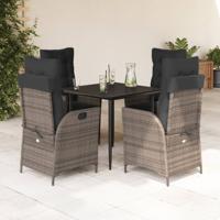 5-delige Tuinset met kussens poly rattan grijs