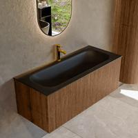 Badmeubel Mondiaz Kurve | 110 cm | Meubelkleur Walnut | Wastafelkleur Urban | Midden spoelbak | 1 kraangat