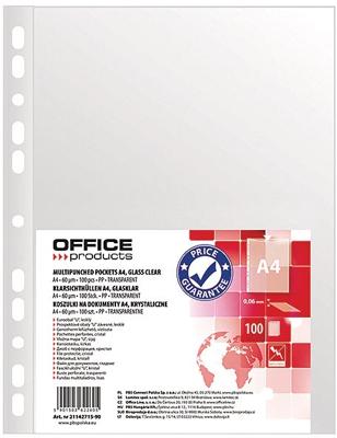 OFFICE products geperforeerde showtas, ft A4, 60 micron, glashelder, pak van 100 stuks