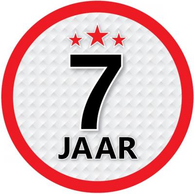 7 jaar leeftijd sticker - rond - Dia 15 cm - 7 jaar verjaardag - jubileum - leeftijd versiering