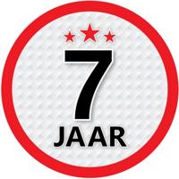7 jaar leeftijd sticker - rond - Dia 15 cm - 7 jaar verjaardag - jubileum - leeftijd versiering