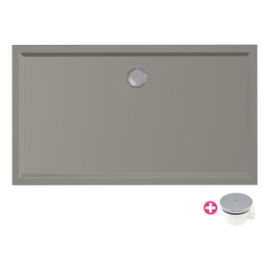 Douchebak Xenz Mariana | 140x90x4 cm | Incl.Afvoersifon-Chroom | Acryl | Rechthoekig | Cement mat