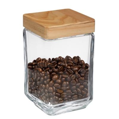 5Five voedsel/spullen voorraadpot - Glas en houten deksel - 1700 ml - luchtdichte sluiting