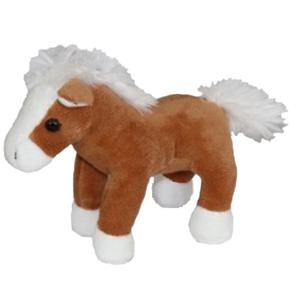 Pluche knuffeldier paardje - bruin/wit - 19 cm - boerderijdieren - Paarden knuffels