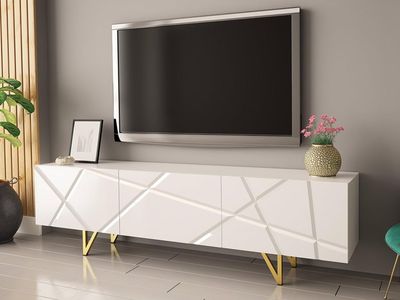 Tv-meubel OTIS 3 klapdeuren wit/hoogglans wit