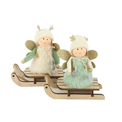 HBX Natural Living Fee pompom op slee 13x5,5xh13,5cm