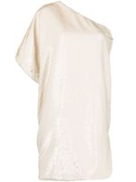 The Frankie Shop robe courte ornée de sequins à une épaule - Tons neutres