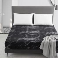 Marmeren patroon bed Dust Cover matras beschermende case Hoeslaken cover Bedclothes grootte: 198X203X30cm (zwart)