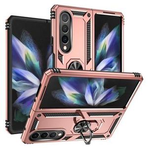 Samsung Galaxy Z Fold4 Hybrid Case met Metalen Standaard - Rosé goud