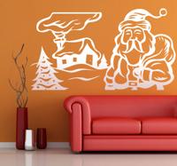 Sticker kerstman huis kerstboom