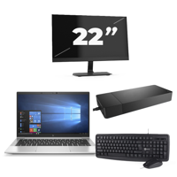 HP EliteBook 830 G7 - Intel Core i7-10e Generatie - 13 inch - 16GB RAM - 256GB SSD - Windows 11 + 1x 22 inch Monitor