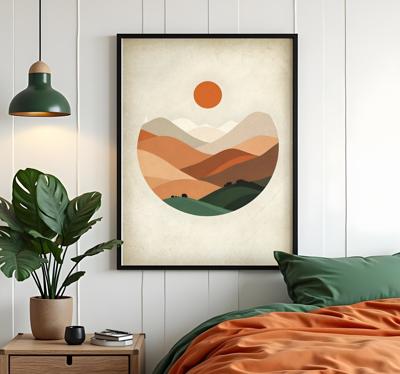 Zon over de bergen poster abstract