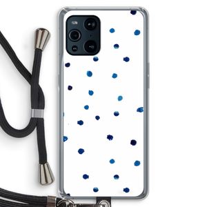 Blauwe stippen: Oppo Find X3 Transparant Hoesje met koord