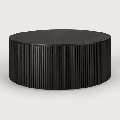 Ethnicraft Ronde Salontafel 'Roller Max' Gevernist Mahoniehout, 80cm, kleur Donkerbruin