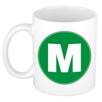 Koffie mok met de letter M - beker - groen - eerste letter van een voornaam - wit - 300 ml