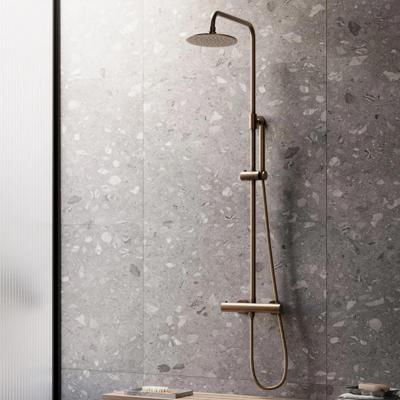 Regendouche set SaniClear Antique | Opbouw | 20 cm | Thermostaatkraan | 2-weg | Rond | Verouderd messing