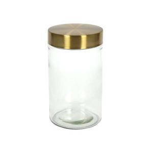 Voorraadpot - 900 ml - glas - draaideksel - goud - 10 x 17 cm - weckpot