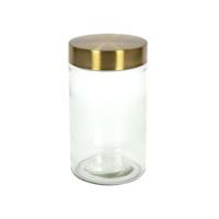 Voorraadpot - 900 ml - glas - draaideksel - goud - 10 x 17 cm - weckpot