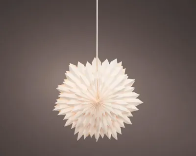 Lumineo LED papieren poolster wit Ø 58 x 9cm, warm wit