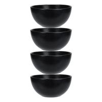 Soepkommen - 4x - Lava stone - keramiek - D15 x H7 cm - zwart - Stapelbaar