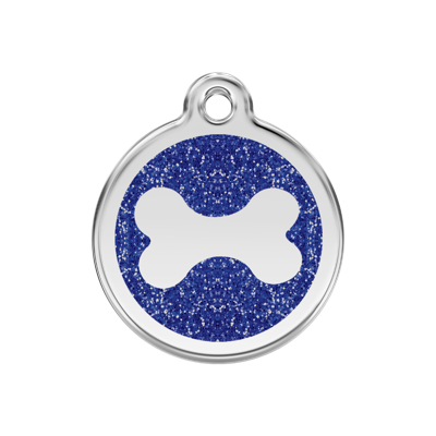 Bone Navy glitter hondenpenning medium/gemiddeld dia. 3 cm - Reddingo
