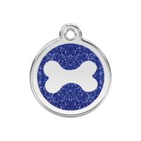 Bone Navy glitter hondenpenning medium/gemiddeld dia. 3 cm - Reddingo