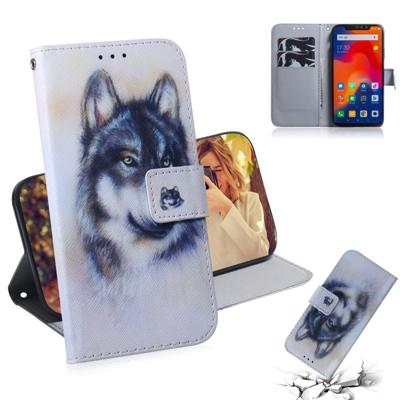 Witte Wolf patroon gekleurde tekening horizontale Flip lederen case voor Xiaomi Redmi opmerking 6/Redmi opmerking 6 Pro met houder & card slots & por