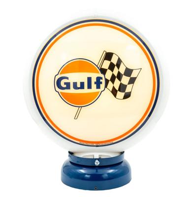 Gulf Racing PVC Benzinepomp Bol met Lampvoet - Wit/Blauw