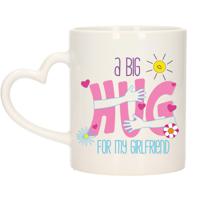 Cadeau koffie/thee mok voor vriendin - hartje oor - big hug - 300 ml - verjaardag