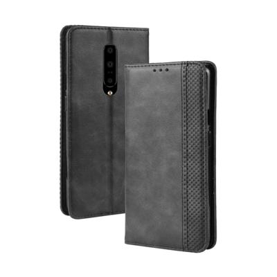 Magnetische gesp retro Crazy Horse textuur horizontale Flip lederen case voor OnePlus 7 Pro met houder & card slots & fotolijst (zwart)