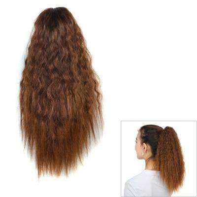 Natuurlijke retro korte krullend haar clip-on Corn Blanching paardestaart pruik (Flaxen)