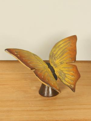 Asbestemming bronzen vlinder geel, 8 cm